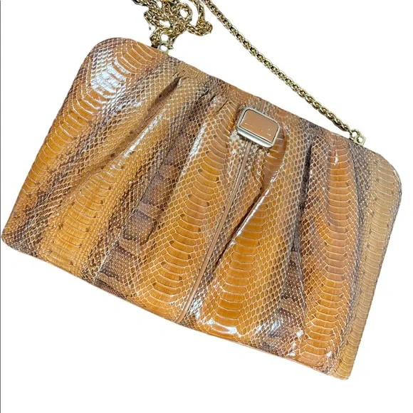 Vintage 1960s Snow White Snake skin leather clutch shoulder bag purse boho - Picture 13 of 16